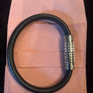 Louis Vuitton Black Bracelet with Silver Clasp